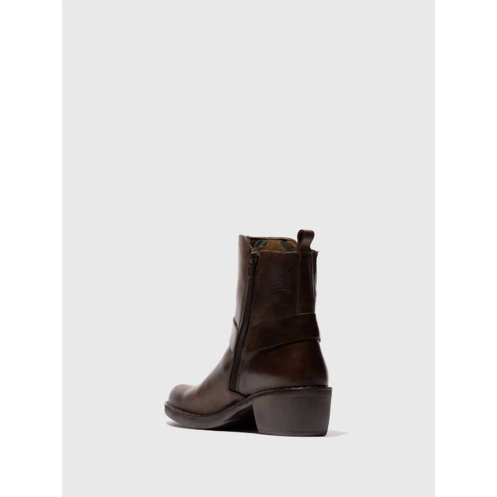 NEW FLY LONDON women's zip up ankle boots in dark brown - Picture 4 of 4
